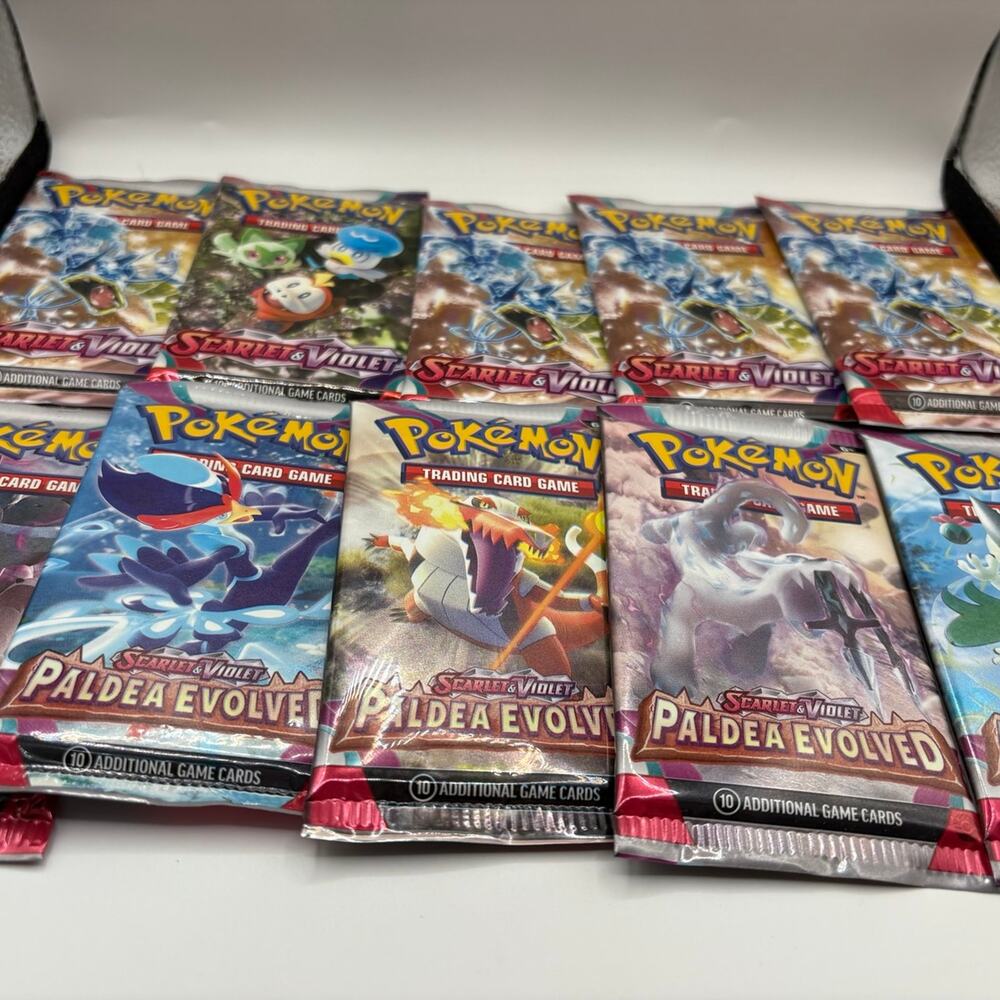 10x Pokemon Booster Pack Lot - Scarlet & Violet Base + Paldea Evolved (Sealed) - Picture 2 of 3